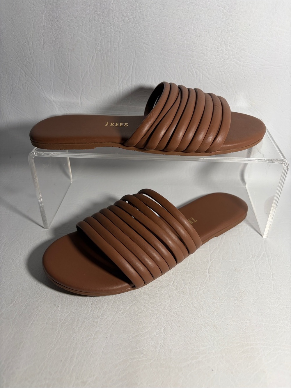 TKEES Caro Brown Leather Sandals Size 7 or 38